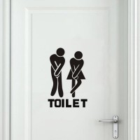 Decal Creative Decor Funny Door Toilet Sticker Wash Room Sign Restroom   232371511051